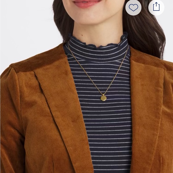 NWT Skies are Blue Corduroy Raja Collarless Blazer Camel Brown - Picture 8 of 10